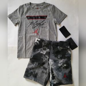 AIR JORDAN boys 2pc shorts set athletic outfit Size 6 Gray